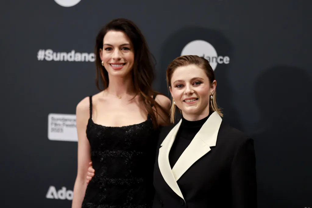 Anne Hathaway and Thomasin McKenzie at the 2023 Sundance Film Festival (Matt Winkelmeyer/Getty)