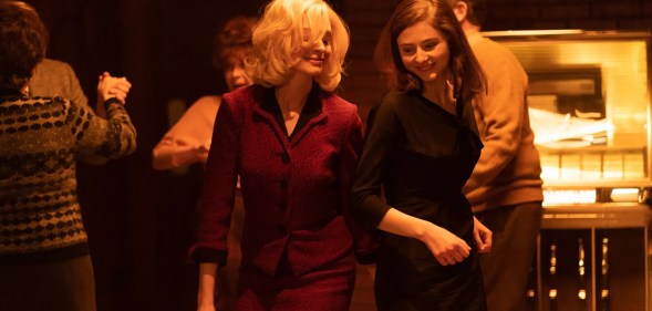 Anne Hathaway as Rebecca (L) and Thomasin McKenzie as Eileen (R). (Sundance Institute)