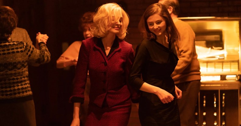 Anne Hathaway as Rebecca (L) and Thomasin McKenzie as Eileen (R). (Sundance Institute)