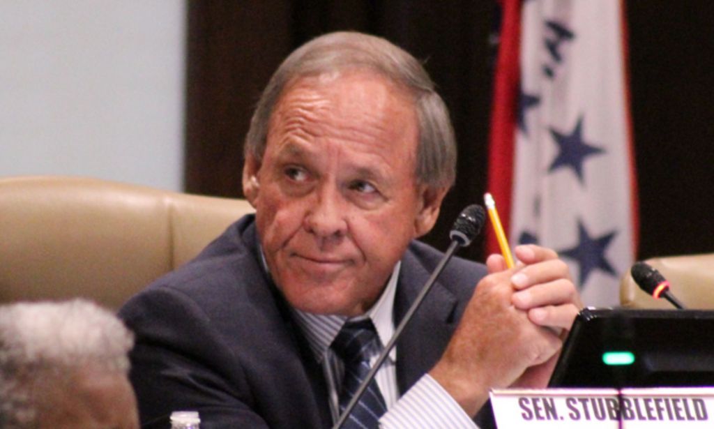 Arkansas senator Gary Stubblefield sits during a hearing.