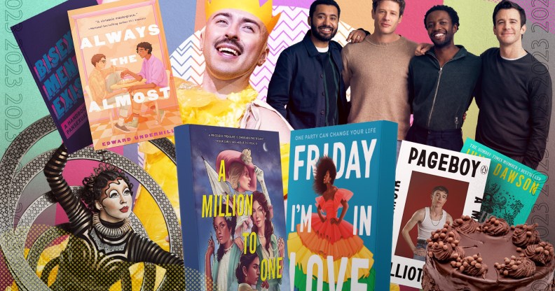 (From left to right) Books: Bisexual men exist, Always The Almost, A Million to One, Friday I'm In Love, Page Boy and The Shadown Cabinet HMRC. Theatre shows: KURIOS, A Little Life and The Great British Bake Off. LGBTQ+ Books and Theatre to watch in 2023.