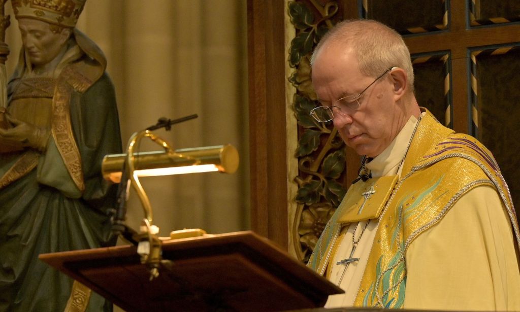 Justin Welby presides over a morning sermon during Christmas.