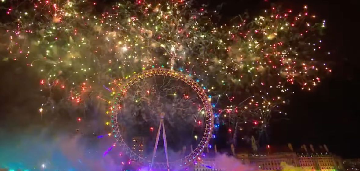 Fireworks go off around the London Eye in the colours of the rainbow during London's New Year's Eve celebrations. The display included a segment celebrating 50 years of LGBTQ+ Pride in the UK
