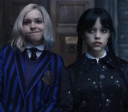 Emma Myers as Enid (L) and Jenna Ortega as Wednesday (R). (Netflix)