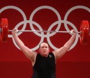 New Zealand's Laurel Hubbard competes during the Weightlifting at the Tokyo 2020 Olympic Games