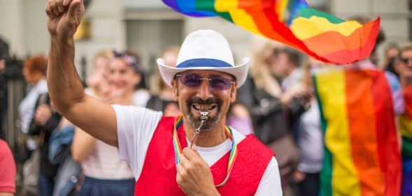 A man celebrating Dublin Pride