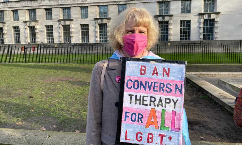 Jenny Dean at London trans protest at Downing Street