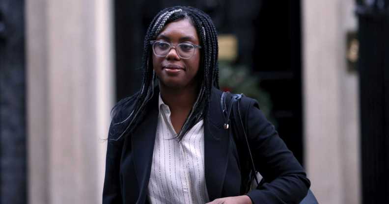 Kemi Badenoch in black coat leaving Downing Street