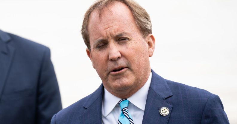 Ken Paxton speaking during an address outside of US Congress.
