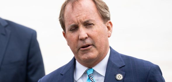 Ken Paxton speaking during an address outside of US Congress.