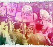 LGBT History Month: LGBTQ+ people wave placards during a protest