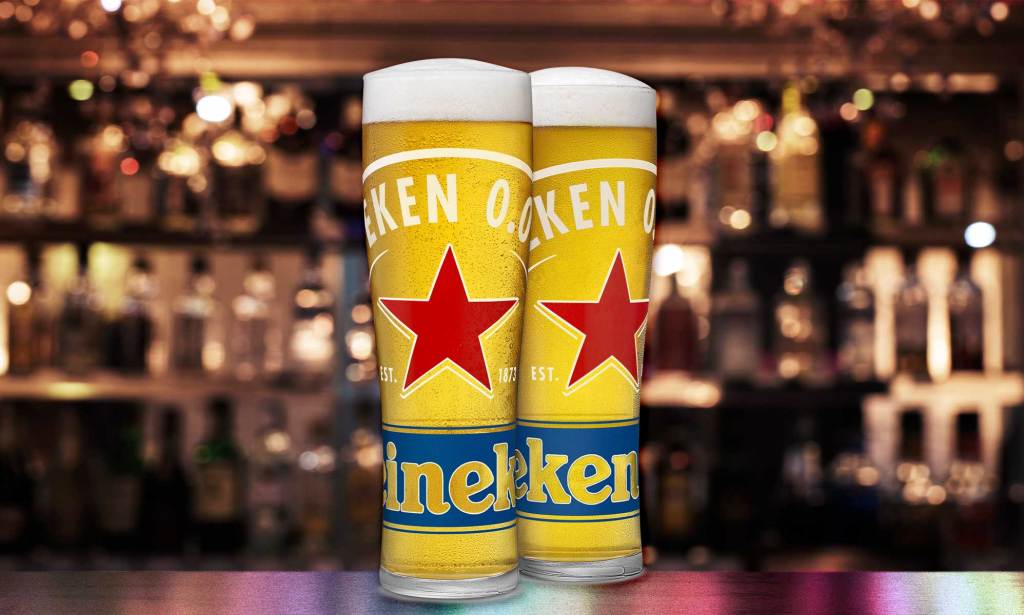 Two glasses of Heineken 0.0 alcohol free beer
