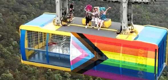 Sydney WorldPride's Rainbow City project has seen a cable car adorned with the Progress Pride flag