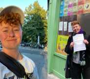 On the left is a picture of Ruadhán Ó Críodáin, a trans man, wearing a cap and a white t-shirt outdoors in a sunny location. On the right, Ruadhán is pictured outside a Dublin restaurant holding his Gender Recognition Certificate (GRC) application.