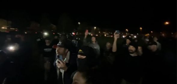 Protestors clash outside the YMCA in Santee.