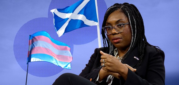 Kemi Badenoch, trans flag and Scotland flag
