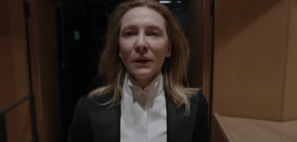 Cate Blanchett as gay conductor Lydia Tár in Tood Field's drama film Tár
