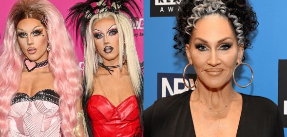 Drag Race season 15 stars Sugar and Spice (left) and judge Michelle Visage