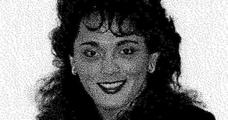 A black and white image of Terrie Ladwig