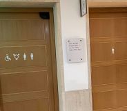 Toilets doors at the British Library in London