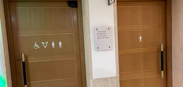 Toilets doors at the British Library in London