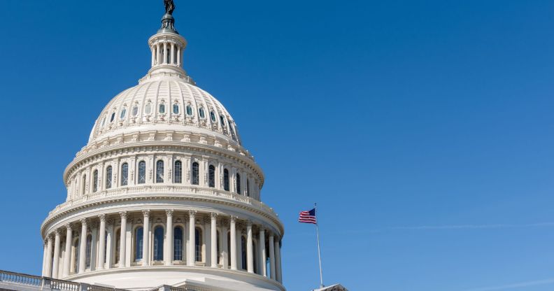 A picture of the US Senate building on a clear sky day.