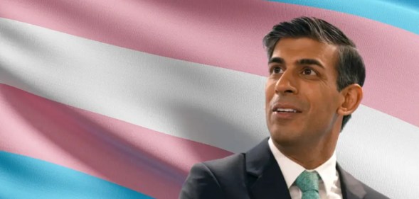 Rishi Sunak Transgender flag background