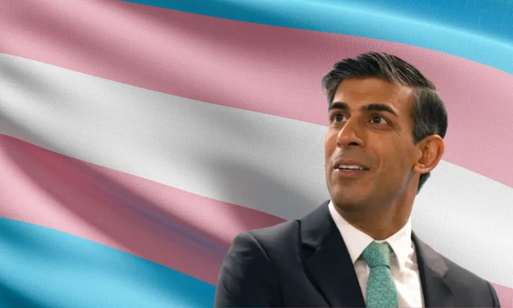 Rishi Sunak Transgender flag background