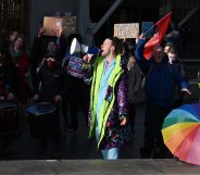 Cabaret Against The Hate Speech join pro-trans allies outside Scottish Parliament