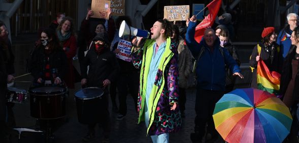 Cabaret Against The Hate Speech join pro-trans allies outside Scottish Parliament