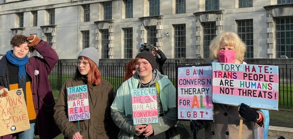 LGBTQ+ protesters at Downing Street