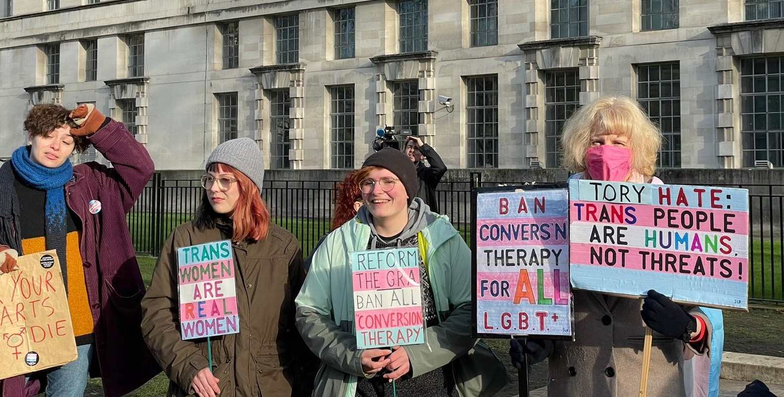 LGBTQ+ protesters at Downing Street