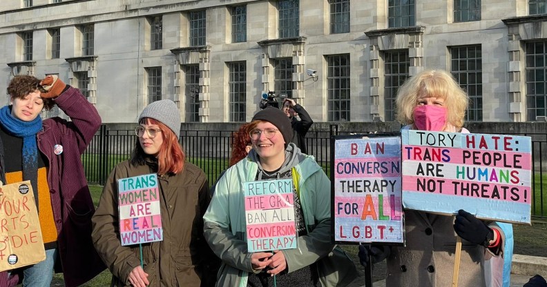 LGBTQ+ protesters at Downing Street