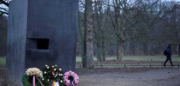 Wreaths laid in front of the Memorial to Homosexuals