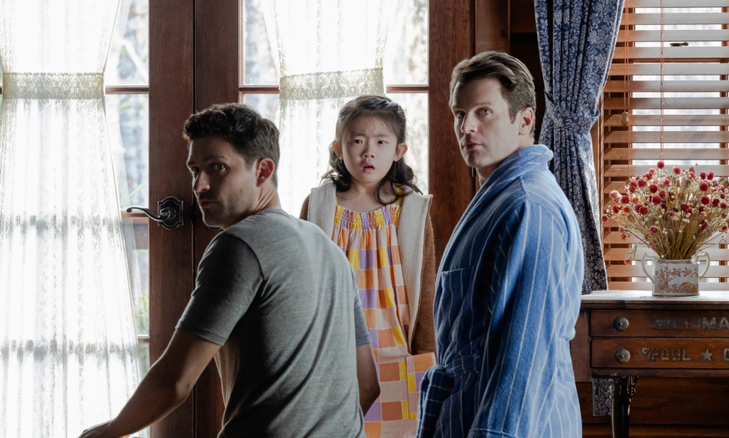 Ben Aldridge as Andrew (R), Kristen Cut as Wen and Jonathan Groff as Eric (R). (Universal Pictures)