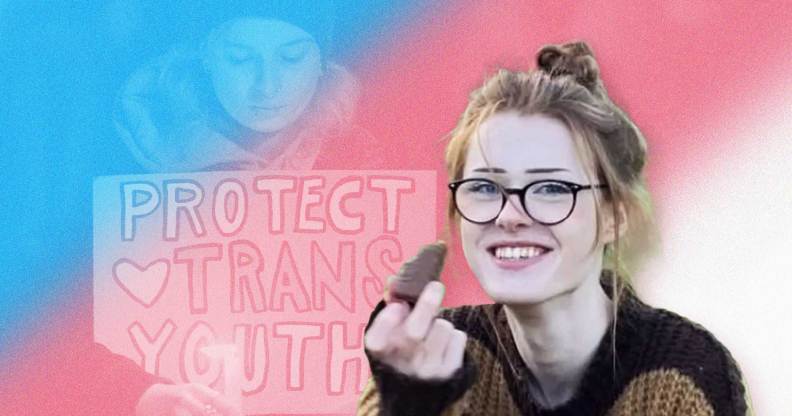 Brianna Ghey on a trans flag