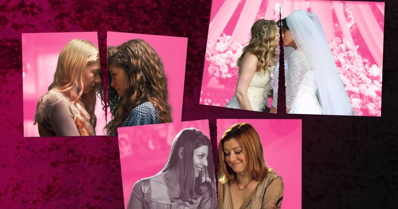 Bury Your Gays: Screenshots from Euphoria, Buffy The Vampire Slayer, and Grey's Anatomy.