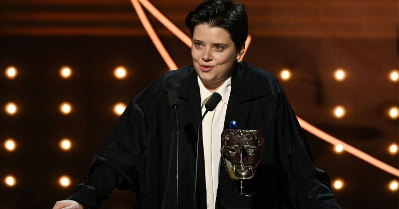 Charlotte Wells accepts BAFTA for the Outstanding debut by a British writer, director or producer award.