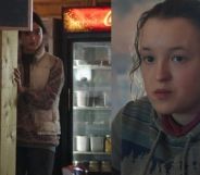 Paolina van Kleef as 'Staring Girl', possibly Dina, in The Last of Us episode 6 (left) and Ellie, played by Bella Ramsey