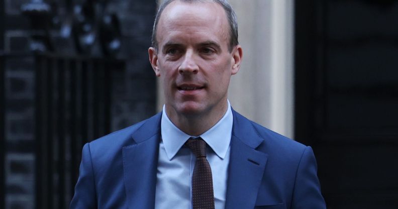 Dominic Raab exiting Number 10