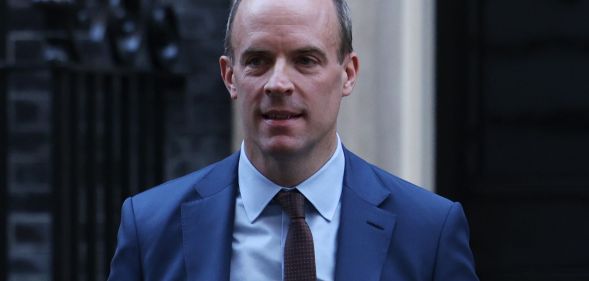 Dominic Raab exiting Number 10
