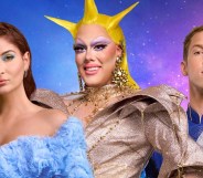 Left to right: Drag Race Belgique judges Lufy, Rita Baga and Mustii