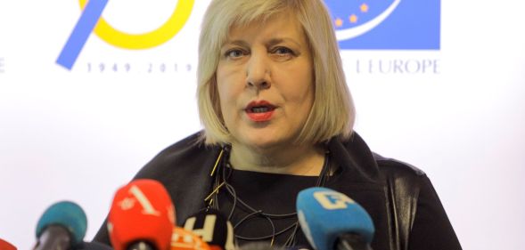Dunja Mijatović speaks during an event.
