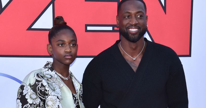 Zaya and Dwyane Wade at a red carpet event.