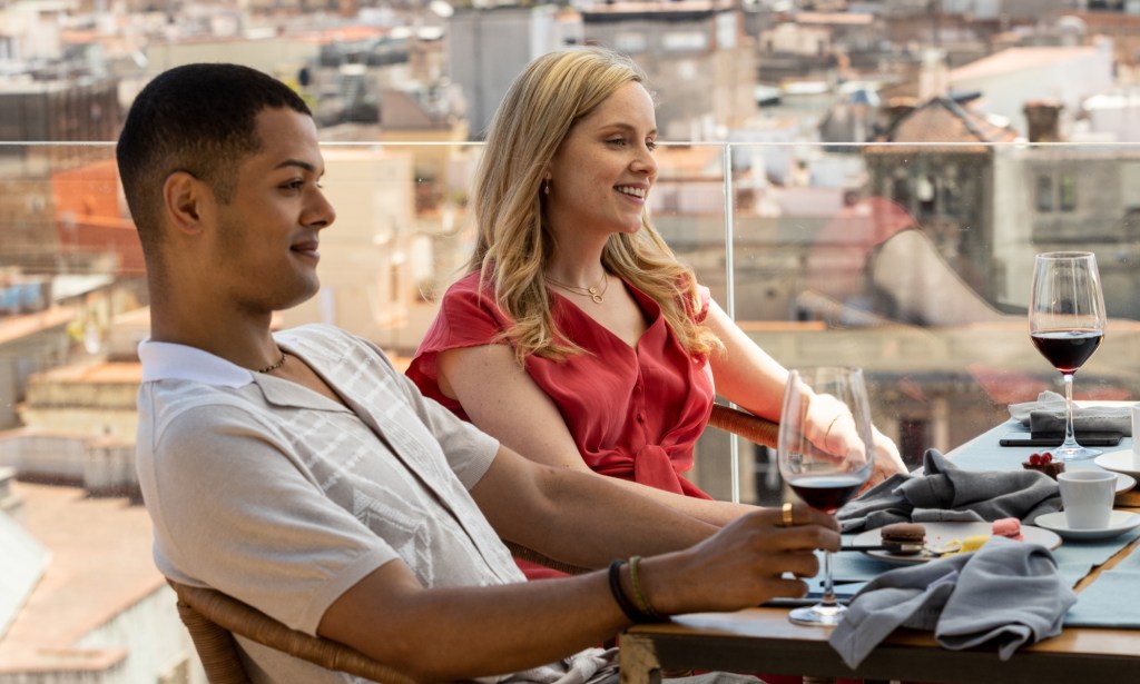 Dylan Brady and Sophie Rundle in The Diplomat. (UKTV/Alibi)