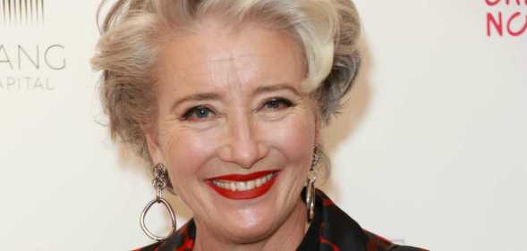 Emma Thompson wearing red lipstick