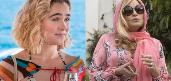 Haley Lu Richardson as Portia (L) and Jennifer Coolidge as Tanya (R) in The White Lotus. (HBO)