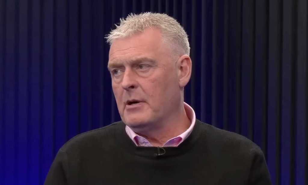 Lee Anderson speaking during an appearance on GB News. He is pictured wearing a black jumper with a shirt collar visible underneath.
