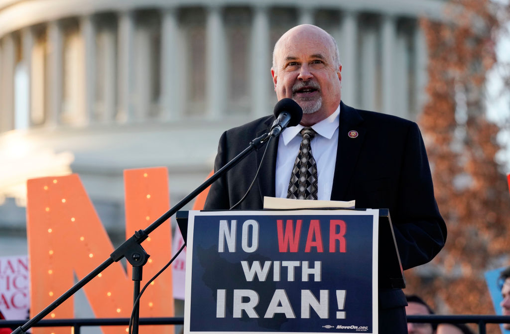 Mark Pocan speaks at a "No War With Iran" Rally at the US Capitol Building