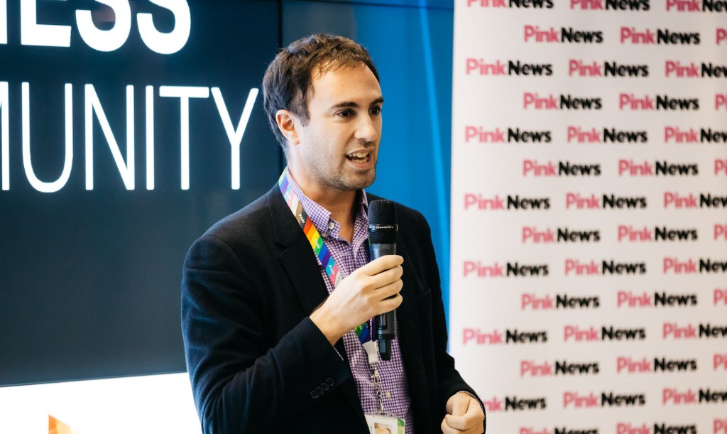 Accenture director speaks at a PinkNews Business Community event